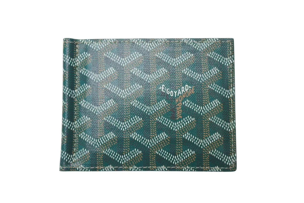 新品未使用 GOYARD ゴヤール 財布 サントマ STTHOMPMLTY01CL01P マネークリップ カードケース グリーン PVC レザー 中古 4c073728