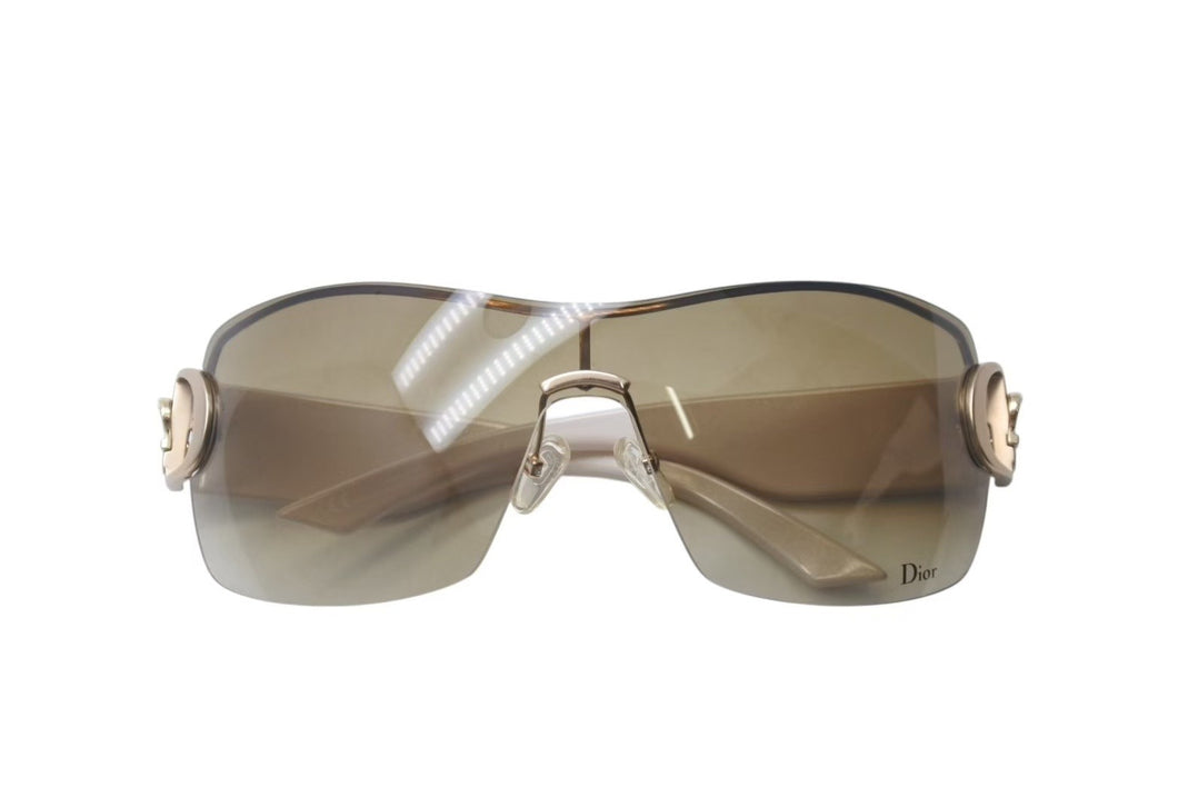 Christian Dior クリスチャンディオール DIOR BUCKLE 1 ディオールバックル1 サングラス QBR2K 120 ホワイト ブラウン 美品 中古 4c073733