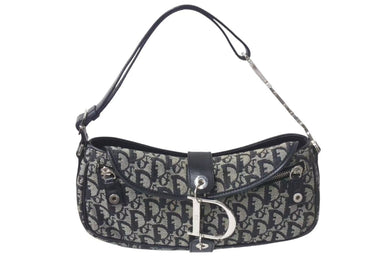 ChristianDior クリスチャンディオール Dチャーム ホーボー ワンショルダーバッグ トロッター ブラック シルバー金具 美品 中古 4c073735