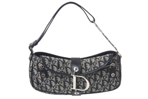 ChristianDior クリスチャンディオール Dチャーム ホーボー ワンショルダーバッグ トロッター ブラック シルバー金具 美品 中古 4c073735