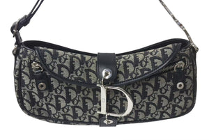 ChristianDior クリスチャンディオール Dチャーム ホーボー ワンショルダーバッグ トロッター ブラック シルバー金具 美品 中古 4c073735
