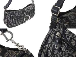 ChristianDior クリスチャンディオール Dチャーム ホーボー ワンショルダーバッグ トロッター ブラック シルバー金具 美品 中古 4c073735