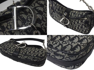 ChristianDior クリスチャンディオール Dチャーム ホーボー ワンショルダーバッグ トロッター ブラック シルバー金具 美品 中古 4c073735