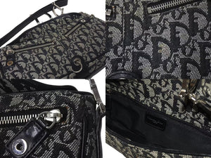 ChristianDior クリスチャンディオール Dチャーム ホーボー ワンショルダーバッグ トロッター ブラック シルバー金具 美品 中古 4c073735