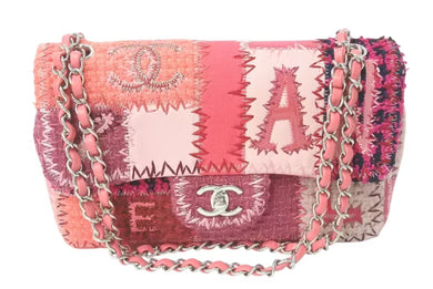 極美品 CHANEL シャネル デカマトラッセ 30 ラージ ショルダーバッグ フランス製 ツイード レザー ピンク シルバー金具 中古 4c073736