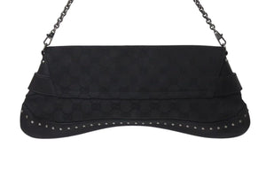 GUCCI グッチ ホースビット GG柄 ワンショルダーバッグ ハンドバッグ 119188 キャンバス レザー ブラック シルバー金具 美品 中古 4c073737 
