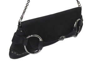 GUCCI グッチ ホースビット GG柄 ワンショルダーバッグ ハンドバッグ 119188 キャンバス レザー ブラック シルバー金具 美品 中古 4c073737 