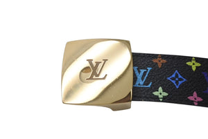 LOUIS VUITTON ルイヴィトン モノグラムマルチカラー サンチュール キャレ ベルト 村上隆 Ｍ6890 ブラック PVC 85/34 美品 中古 4c073739