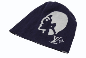 未使用 ルイヴィトン ルイヴィトン BONNET FACES ボンネットフェイシズ ビーニー ニットキャップ M5225A 25AW ネイビー 中古 4c073749 