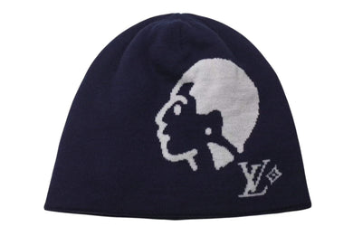 新品未使用 LOUIS VUITTON ルイヴィトン BONNET FACES ボンネットフェイシズ ビーニー ニットキャップ M5225A 25AW ネイビー 中古 4c073750