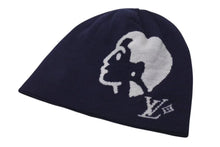 Load image into Gallery viewer, 新品未使用 LOUIS VUITTON ルイヴィトン BONNET FACES ボンネットフェイシズ ビーニー ニットキャップ M5225A 25AW ネイビー 中古 4c073750