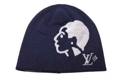 新品未使用 LOUIS VUITTON ルイヴィトン BONNET FACES ボンネットフェイシズ ビーニー ニットキャップ M5225A 25AW ネイビー 中古 4c073751