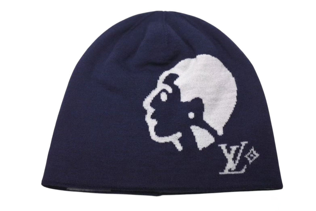 新品未使用 LOUIS VUITTON ルイヴィトン BONNET FACES ボンネットフェイシズ ビーニー ニットキャップ M5225A 25AW ネイビー 中古 4c073751