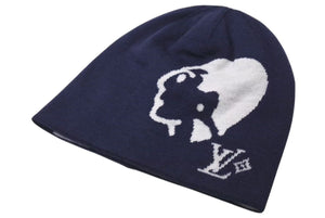 新品未使用 LOUIS VUITTON ルイヴィトン BONNET FACES ボンネットフェイシズ ビーニー ニットキャップ M5225A 25AW ネイビー 中古 4c073751
