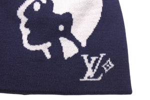 新品未使用 LOUIS VUITTON ルイヴィトン BONNET FACES ボンネットフェイシズ ビーニー ニットキャップ M5225A 25AW ネイビー 中古 4c073751