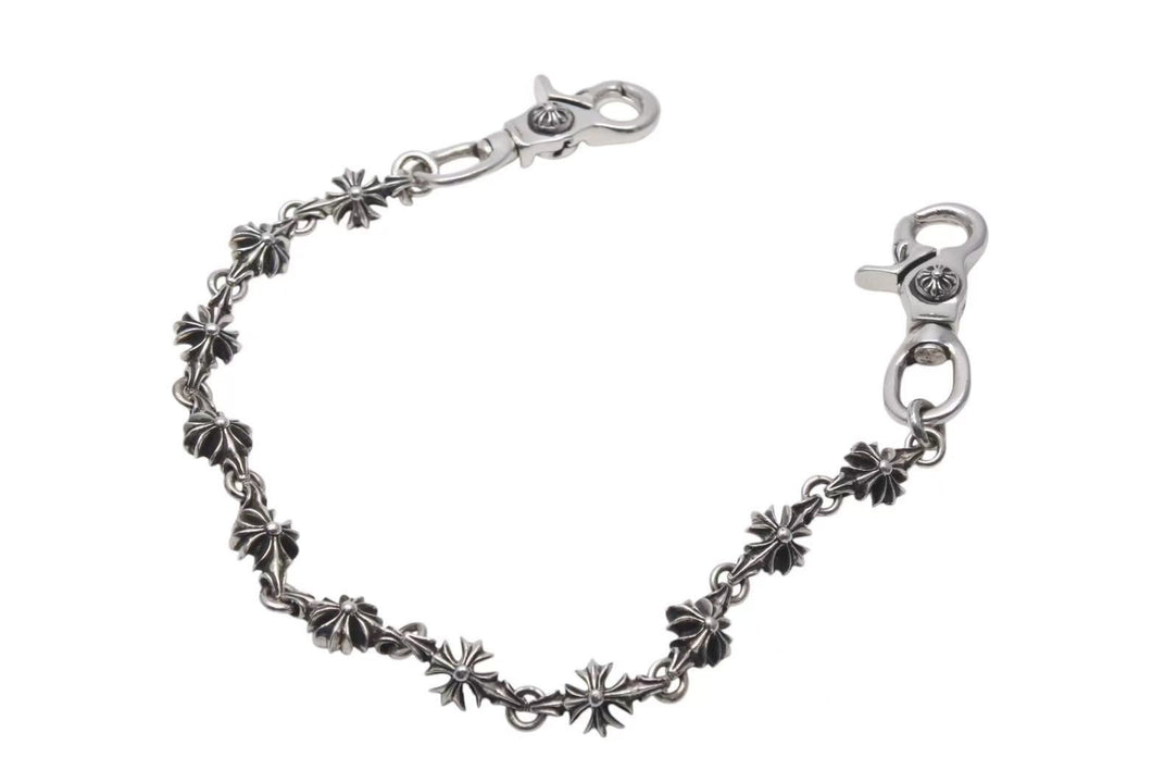 極美品 CHROME HEARTS クロムハーツ C CROSS SHORT-T 2クリップカットアウトCHプラス シルバーウォレットチェーン 中古 4c073758