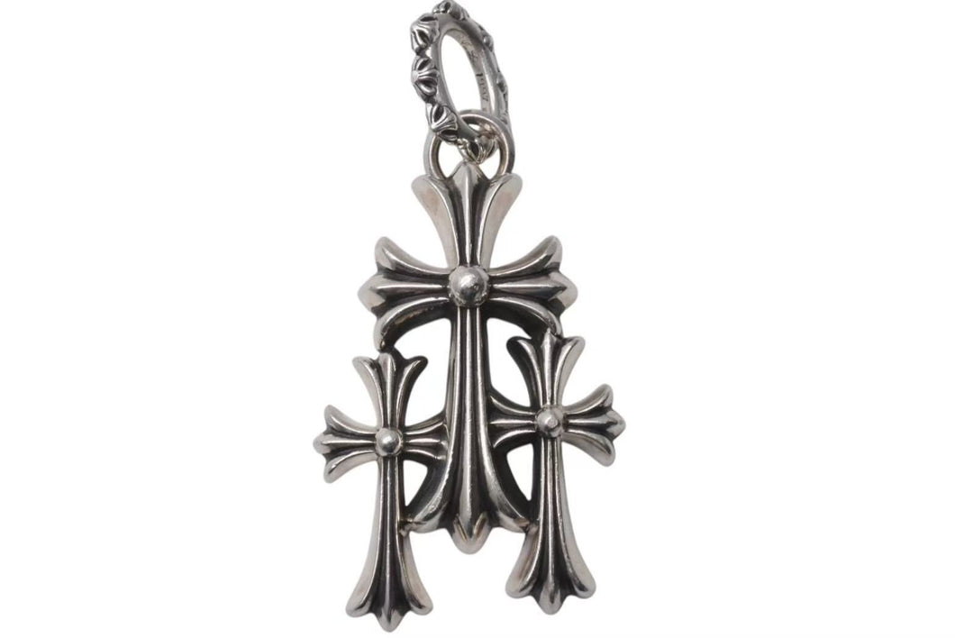 極美品 CHROME HEARTS クロムハーツ ラージ 3CH トリプル クロス ペンダント トップ シルバー シルバー925 中古 4c073759