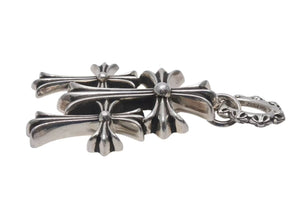 極美品 CHROME HEARTS クロムハーツ ラージ 3CH トリプル クロス ペンダント トップ シルバー シルバー925 中古 4c073759