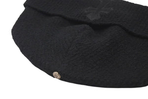 新品未使用 CHROME HEARTS クロムハーツ ハラコ 新作 クロスパッチ ニット帽 ビーニー ブラックシルバー金具 OS 中古 4c073763