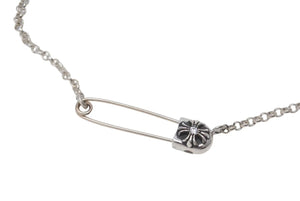 新品未使用 CHROME HEARTS クロムハーツ セーフティピン ネックレス 1Pダイヤ 18インチ シルバー 6.9g ペンダントトップ シルバー925 中古 4c073764