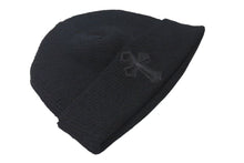 Load image into Gallery viewer, 新品未使用 CHROME HEARTS クロムハーツ 新作 クロスパッチ ハラコ ニット帽 ビーニー ブラック シルバー金具 OS 中古 4c073768