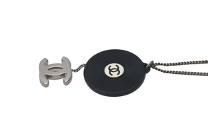 CHANEL シャネル レコード ネックレス ココマーク アクセサリー 04P刻印 イタリア製 10.1g シルバー ブラック ホワイト 美品 中古 4c073771