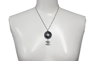 CHANEL シャネル レコード ネックレス ココマーク アクセサリー 04P刻印 イタリア製 10.1g シルバー ブラック ホワイト 美品 中古 4c073771