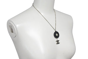 CHANEL シャネル レコード ネックレス ココマーク アクセサリー 04P刻印 イタリア製 10.1g シルバー ブラック ホワイト 美品 中古 4c073771