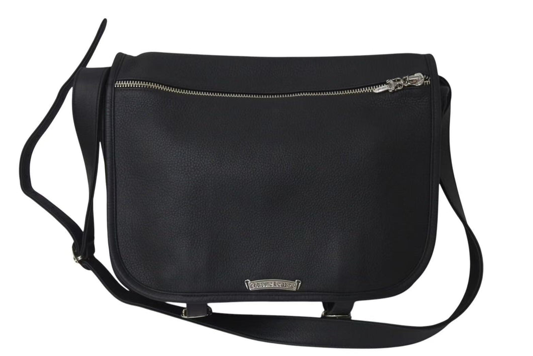 新品同様 CHROME HEARTS クロムハーツ 新型 Softshoulder ソフトショルダーバッグ レザー ブラック シルバー金具 中古 4c073773