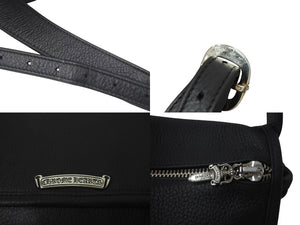新品同様 CHROME HEARTS クロムハーツ 新型 Softshoulder ソフトショルダーバッグ レザー ブラック シルバー金具 中古 4c073773