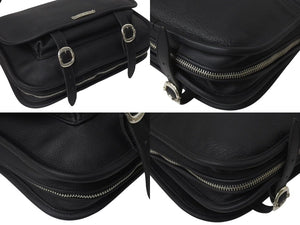 新品同様 CHROME HEARTS クロムハーツ 新型 Softshoulder ソフトショルダーバッグ レザー ブラック シルバー金具 中古 4c073773