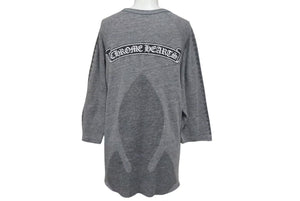 CHROME HEARTS クロムハーツ 七部丈 ヘンリーネックTシャツ サイズL フレア CHプラス スクロールロゴ プリント 美品 中古 4c073776