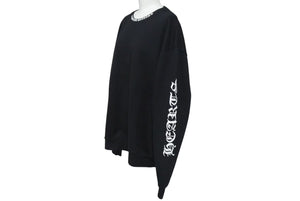 極美品 CHROME HEARTS クロムハーツ スウェット トレーナー サイズM 新型 ネックロゴ アームプリント ブラック コットン 中古 4c073779