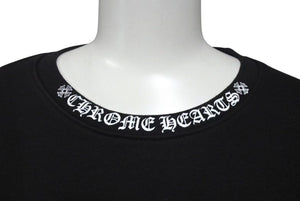 極美品 CHROME HEARTS クロムハーツ スウェット トレーナー サイズM 新型 ネックロゴ アームプリント ブラック コットン 中古 4c073779