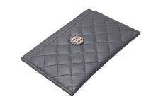 Load image into Gallery viewer, CHANEL シャネル ココマーク 名刺入れ 定期入れ キルティング 12番台 ラムスキン グレー シルバー金具 美品 中古 4c073780