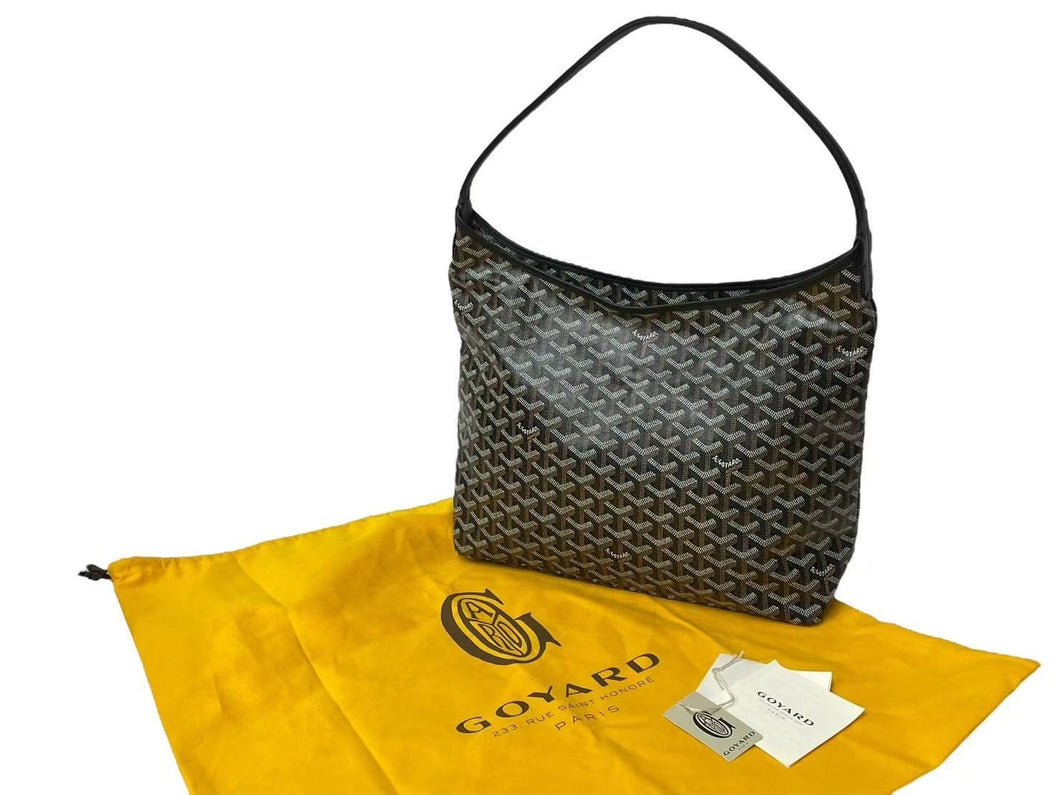新品未使用 GOYARD ゴヤール ボエム ホーボー バッグ トートバッグ ブラック ブラウン PVC レザー BOHEMEPMLTY01CL01P シルバー金具 中古 4c073782