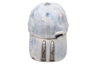 THUG CLUB サグクラブ TC Life Cap キャップ 帽子 デニム 銃弾 コットン ブルー アンティークシルバー金具 美品 中古 4c073788