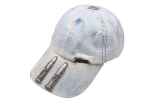 THUG CLUB サグクラブ TC Life Cap キャップ 帽子 デニム 銃弾 コットン ブルー アンティークシルバー金具 美品 中古 4c073788