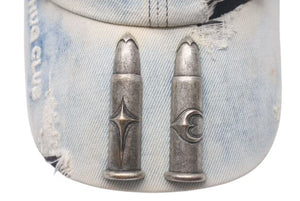 THUG CLUB サグクラブ TC Life Cap キャップ 帽子 デニム 銃弾 コットン ブルー アンティークシルバー金具 美品 中古 4c073788