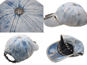 THUG CLUB サグクラブ TC Life Cap キャップ 帽子 デニム 銃弾 コットン ブルー アンティークシルバー金具 美品 中古 4c073788