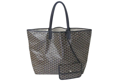 極美品 GOYARD ゴヤール サンルイ XXL トートバッグ ハンドバッグ PVC レザー ブラック ヘリンボーン 中古 4c073798