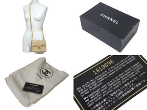 CHANEL シャネル ミニマトラッセ 17 チェーンショルダーバッグ 1番台 ラムスキン ココマーク キルティング ベージュ 美品 中古 4c073809