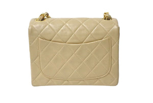 CHANEL シャネル ミニマトラッセ 17 チェーンショルダーバッグ 1番台 ラムスキン ココマーク キルティング ベージュ 美品 中古 4c073809