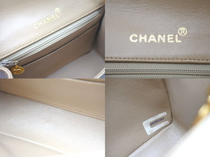 CHANEL シャネル ミニマトラッセ 17 チェーンショルダーバッグ 1番台 ラムスキン ココマーク キルティング ベージュ 美品 中古 4c073809