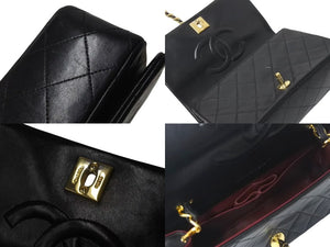 CHANEL シャネル マトラッセ フルフラップチェーンショルダーバッグ 1番台 ラムスキン ココマーク ブラック 美品 中古 4c073812