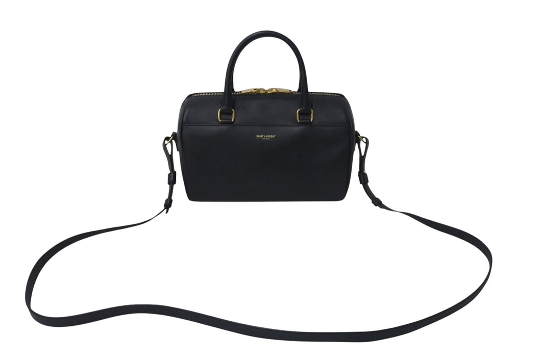 SAINT LAURENT サンローラン ベイビーダッフル 2WAY ハンドバッグ ショルダーバッグ CLD330958 0714 ブラック ゴールド 美品 中古 4c073817 