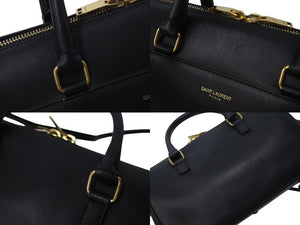 SAINT LAURENT サンローラン ベイビーダッフル 2WAY ハンドバッグ ショルダーバッグ CLD330958 0714 ブラック ゴールド 美品 中古 4c073817 