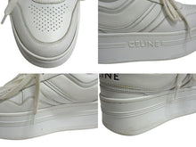 Load image into Gallery viewer, CELINE セリーヌ ブロック ロゴ スニーカー ホワイト レザー シューズ 靴 厚底 ローカット ウェッジソール RM0272 サイズ36 良品 中古 4c073823