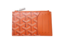 Load image into Gallery viewer, 新品未使用 GOYARD ゴヤール ブルボン カードケース ジップ付きカードホルダー ゴヤールディンキャンバス オレンジ シルバー 中古 4c073846