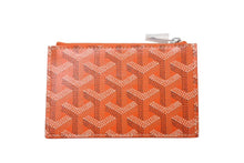 Load image into Gallery viewer, 新品未使用 GOYARD ゴヤール ブルボン カードケース ジップ付きカードホルダー ゴヤールディンキャンバス オレンジ シルバー 中古 4c073846